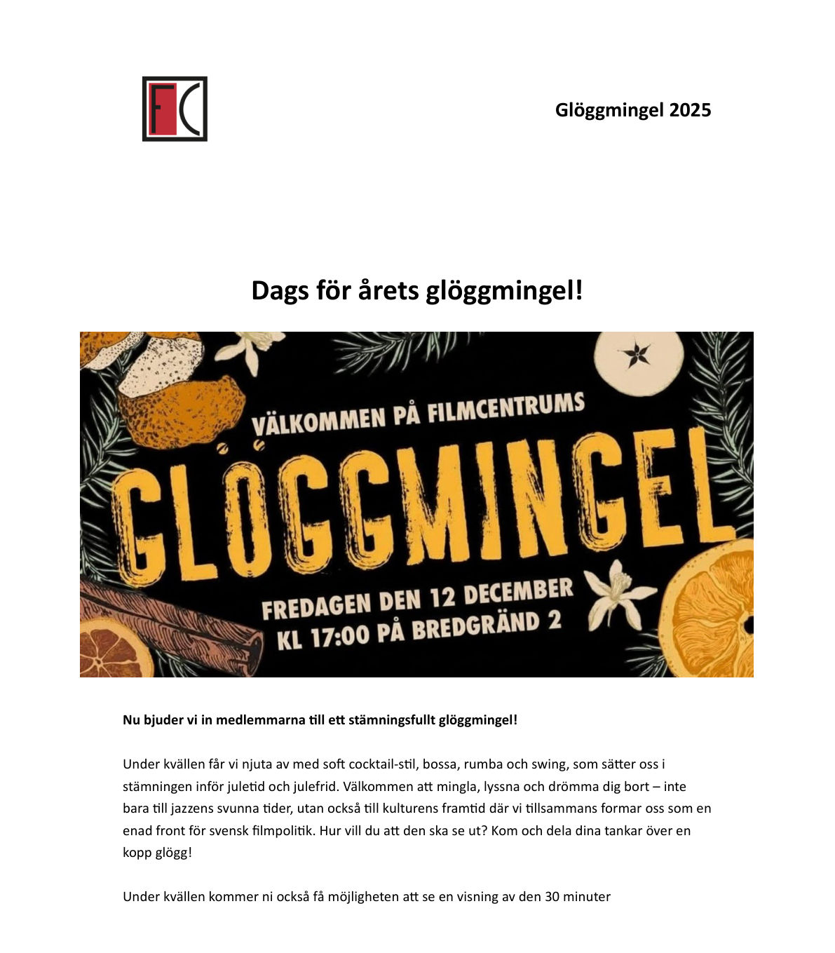 Glöggmingel 2025 – nyhetsbrevet, sida 1
